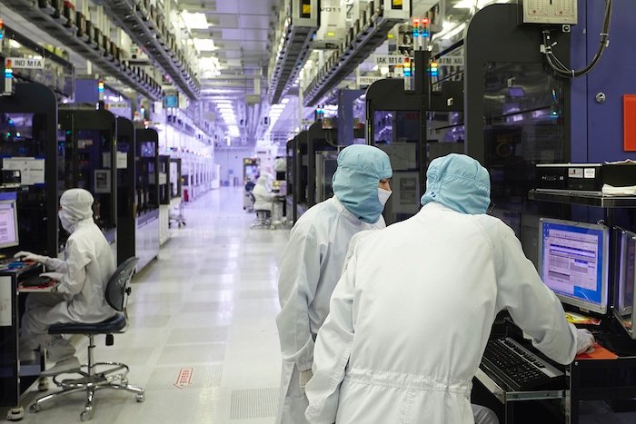 A look inside one of SK Hynix's fabrication clean rooms