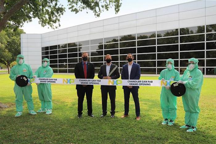 The opening of NXP's new Arizona-based GaN fab with Governor Doug Ducey and other official representatives.