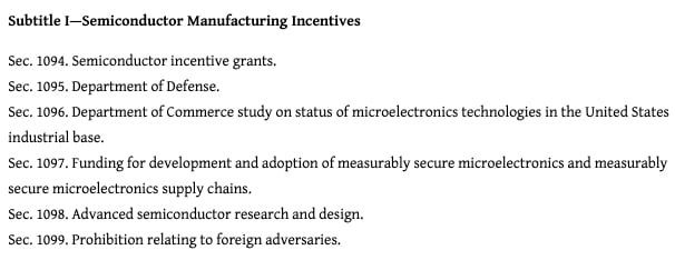 Section of the bill directly relating to semiconductor funding