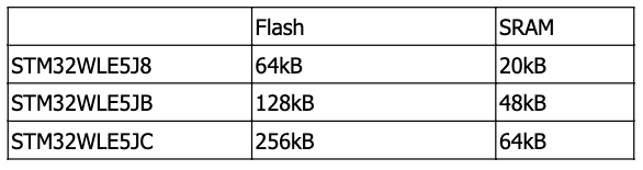 Memory of STM32WLE5
