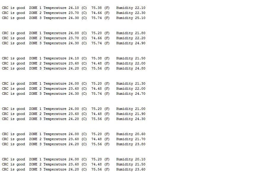 Screen output from the Arduino test sketch.