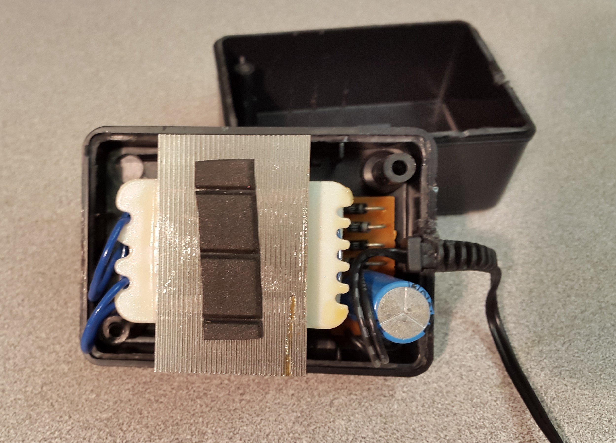 Top view of inside of AC Adaptor