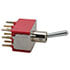7301L40D9CBE,Toggle,Miniature Toggle Switch 3PDT ON-ON Lever Handle without Cap Through Hole Panel Mount 0.4VA 20VAC/DC