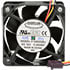 F126025BL,2.36" (60mm),12 VDC 60x60x25mm Dual Ball Bearing Fan 34CFM