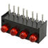 551-0407-004F,PC Mount Housing,LED Circuit Board Indicator 4 Wide Red Diffused T1 (3mm) 2V 10mA Through Hole Right Angle