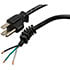 E55351,3-Conductor,3-Conductor AC Power Cord 18 AWG NEMA5-15P to Stripped Pigtails with Panel Grommet SVT Jacket 6.67 Feet Black